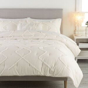 Pottery Barn Ashlyn Tufted Comforter White Full Queen Bedding NWT